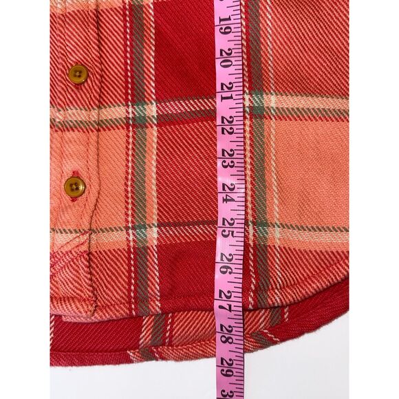 LL Bean Womens 1912 Overshirt Plaid Shacket Heavy Shirt Jacket Coral XL Petite - Picture 15 of 16